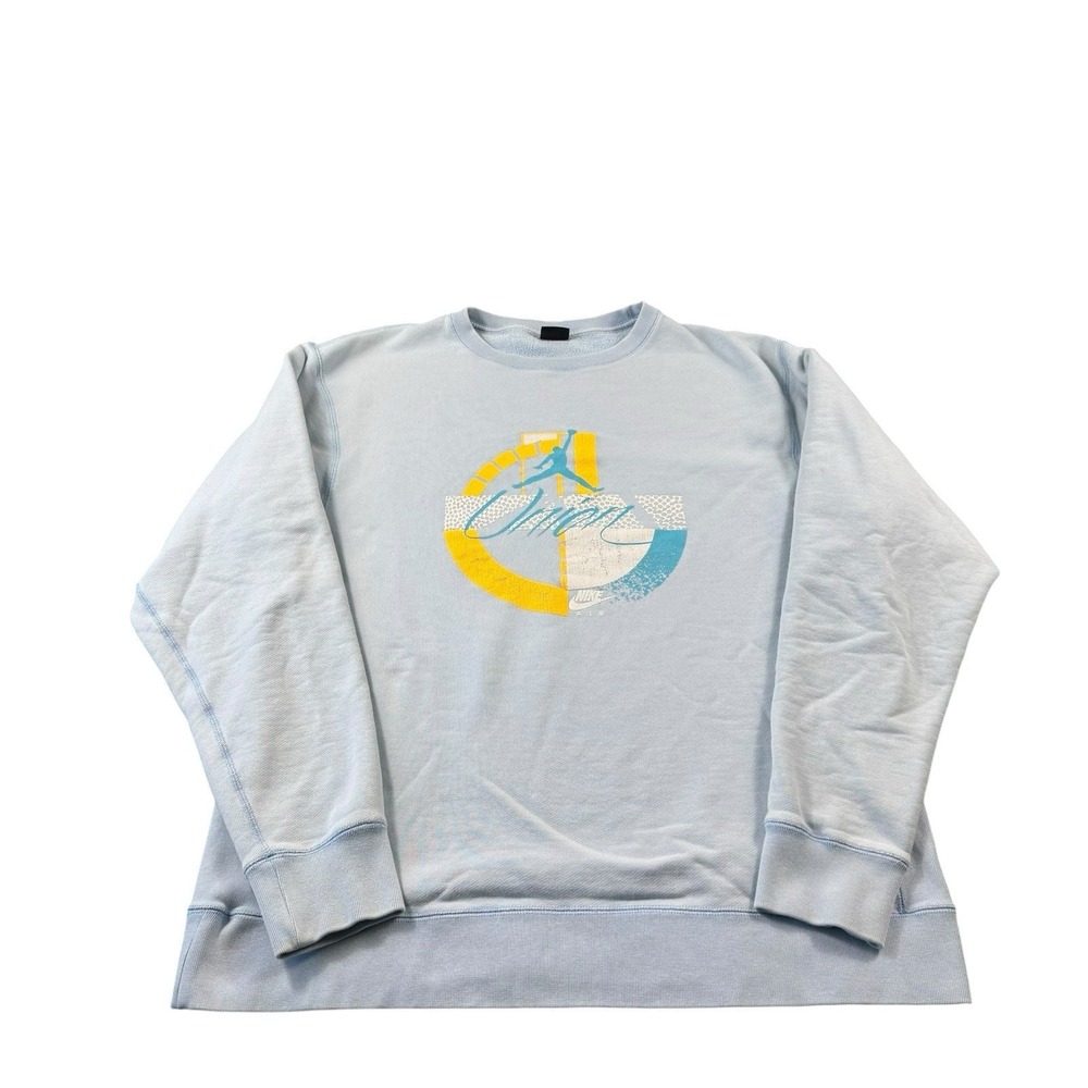 Jordan‎ X Union Blue Graphic Heavy Cotton Crewneck Size Large Tall